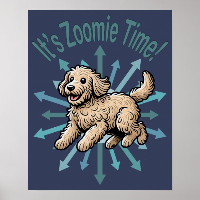 Det är Zoomie Time Labradoodle Poster (Framsidan)