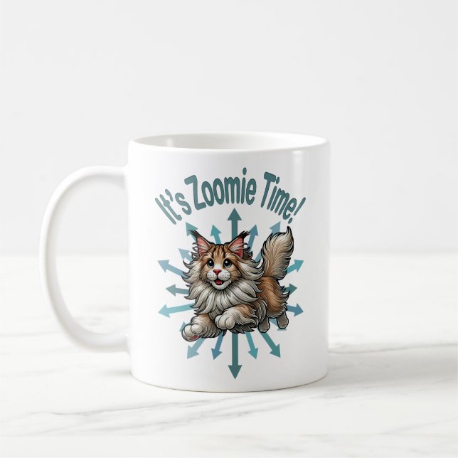 Det är Zoomie Time Maine Coon Cat Kaffemugg (Vänster)