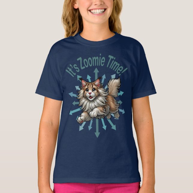 Det är Zoomie Time Maine Coon Katt T Shirt (Framsida)