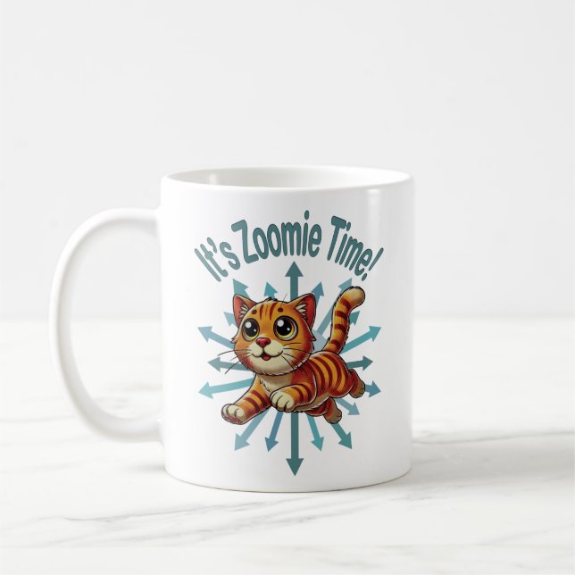 Det är Zoomie Time Orange Tabby katt Kaffemugg (Vänster)
