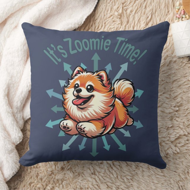 Det är Zoomie Time Pomeranian Kudde (Filt)