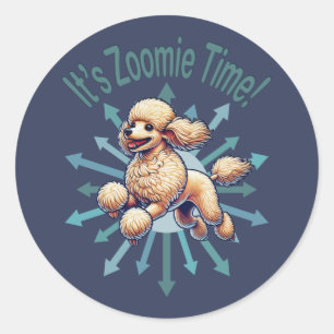 Det är Zoomie Time Pudel Runt Klistermärke