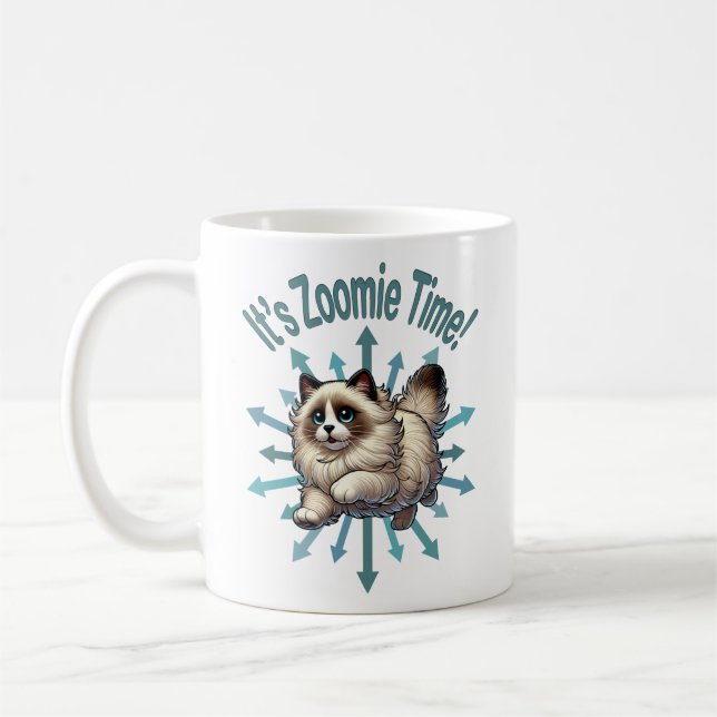 Det är Zoomie Time Ragdoll Cat Kaffemugg (Vänster)