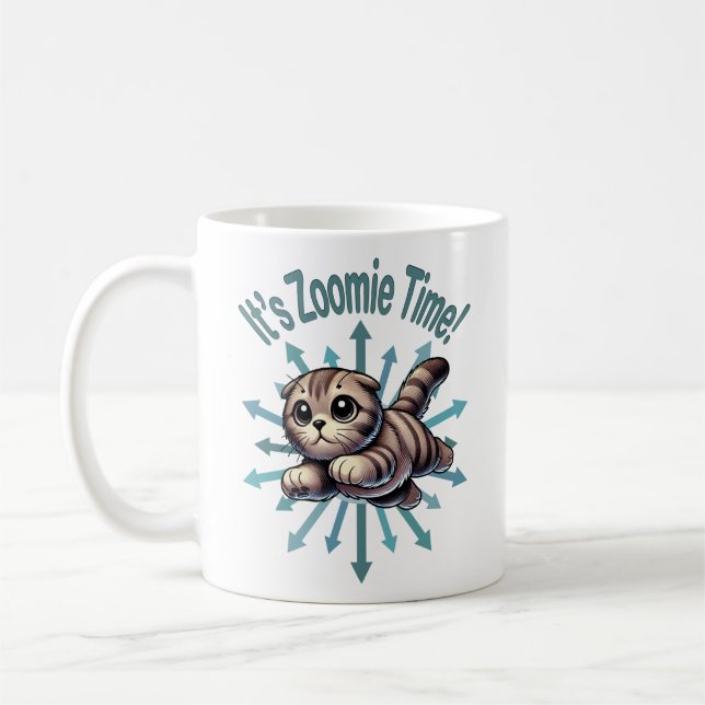 Det är Zoomie Time Scottish Fold Cat Kaffemugg (Vänster)