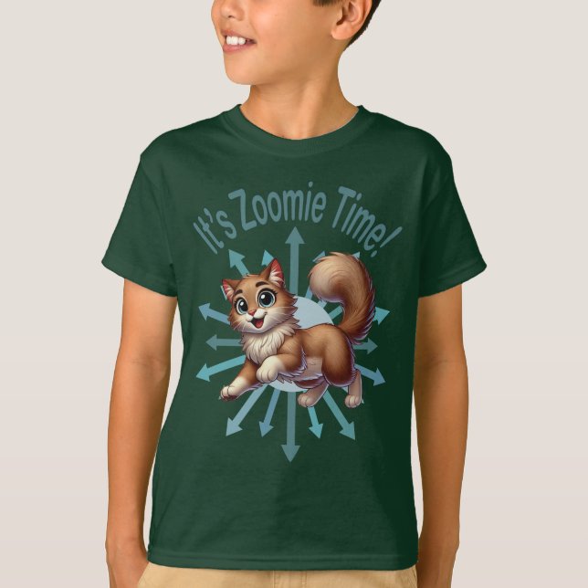 Det är Zoomie Time Söt Brun Och Vit Katt T Shirt (Framsida)