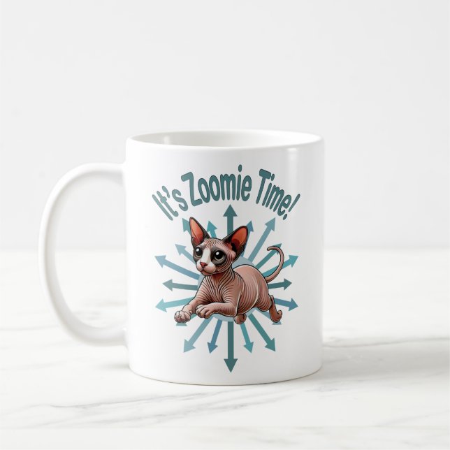 Det är Zoomie Time Sphynx Cat Kaffemugg (Vänster)