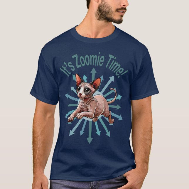 Det är Zoomie Time Sphynx Cat T Shirt (Framsida)