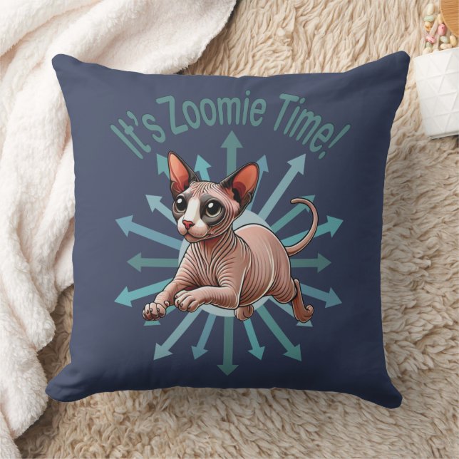 Det är Zoomie Time Sphynx Katt Kudde (Filt)
