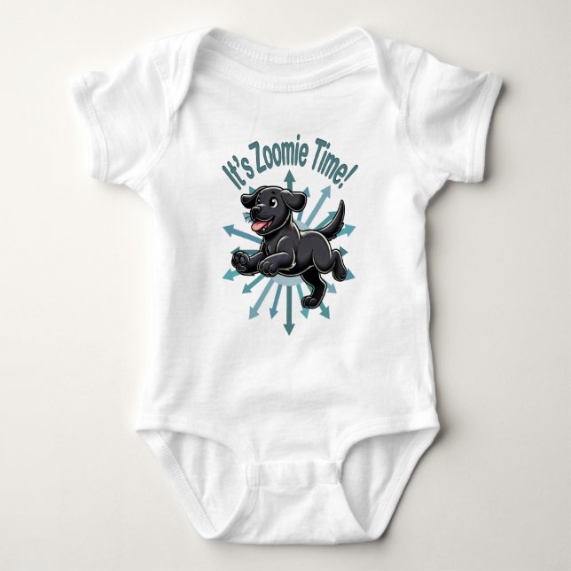 Det är Zoomie Time Svart lab T Shirt (Framsida)