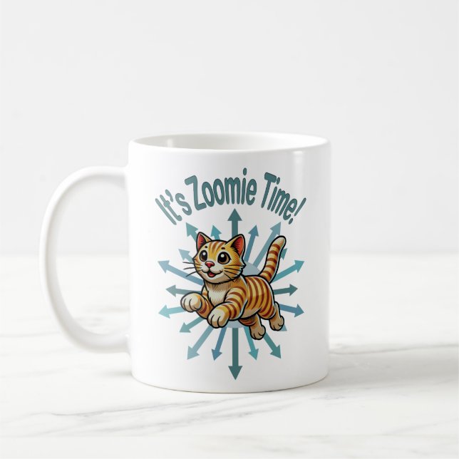 Det är Zoomie Time Tiger Cat Kaffemugg (Vänster)