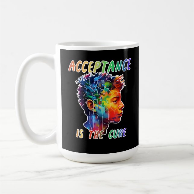 Det autistiska spektrumaccepterandet är lösningen kaffemugg (Vänster)