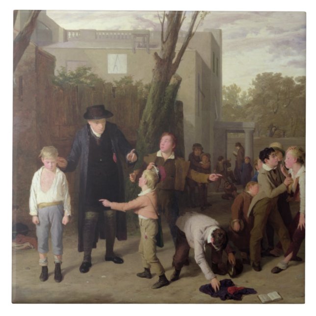 Det avbrutna slagsmål, 1815-16 kakelplatta (Framsidan)