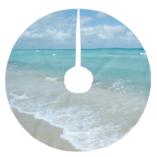 Det avslappnande blåttstrandhav landskap julgransmatta borstad polyester (Framsidan)