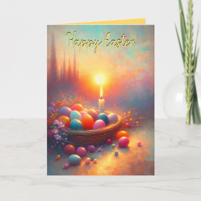 Det Basket-ljusa Helgdag-kortet i Glad påsk Helgkort (Framsida)