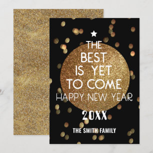 Det bästa är ännu för Kom Festive Guld Black Bokeh Julkort