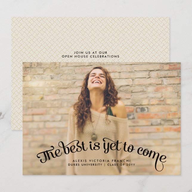 Det bästa är ännu till Kom Studenten meddelande Inbjudningar (Fram/baksida)