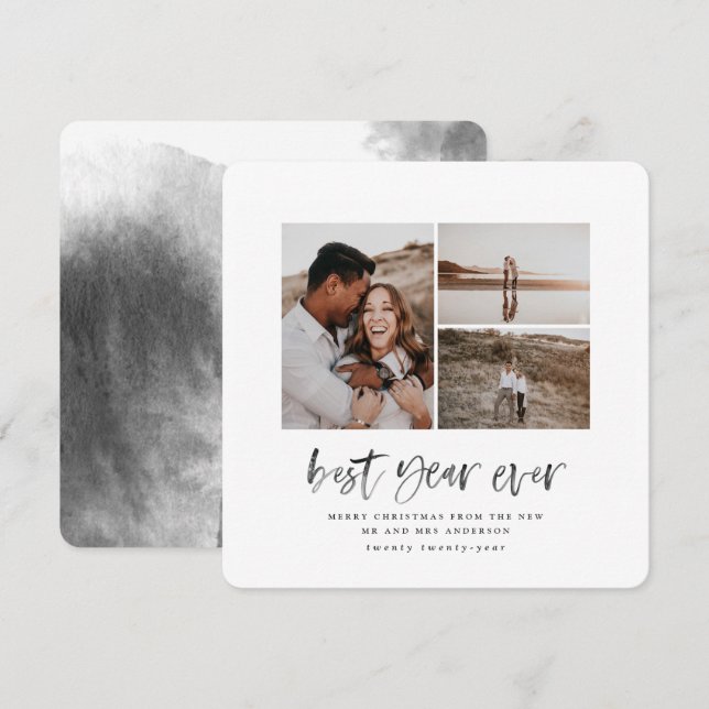 Det bästa året någonsin med färgfotokollage jul julkort (Fram/baksida)