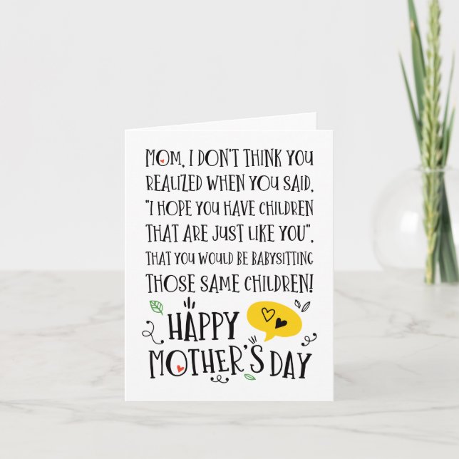 Det bästa Baby-sitter-Mamma-Mors dag-kortet Inbjudan (Framsida)