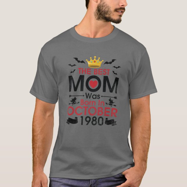 Det bästa Mamma föddes i oktober 1980 Lycklig 41 å T Shirt (Framsida)