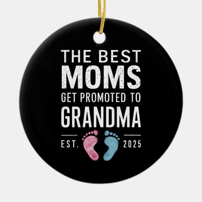 Det bästa Mammorna befordras till mormor Est 2025 Julgransprydnad Keramik (Framsidan)