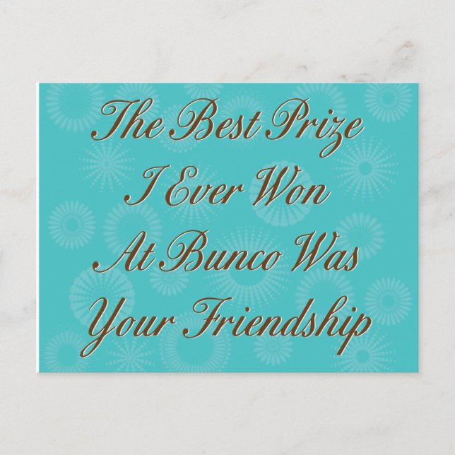 Det bästa pris jag har vunnit i Bunco Vykort (Framsida)