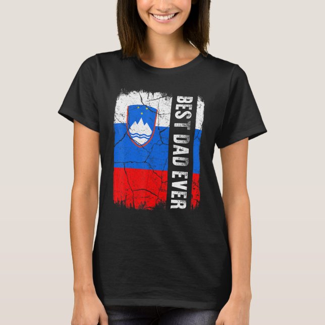 Det bästa slovenska Pappa Alltid Slovenien Flagga  T Shirt (Framsida)