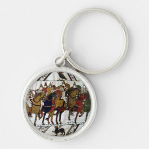 Det Bayeux Tapestry-11th århundradet Rund Silverfärgad Nyckelring