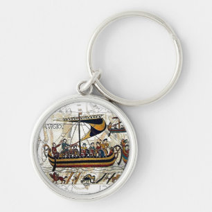 Det Bayeux Tapestry-11th århundradet Rund Silverfärgad Nyckelring