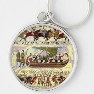 Det Bayeux Tapestry-11th århundradet Rund Silverfärgad Nyckelring