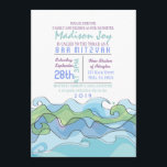 Det BEACHY hav vinkar bat mitzvah inbjudan för pub<br><div class="desc">Alla min designer är EN-AV-En-sort originaldelar av konstverk som är designad vid mig!  Du kan endast finna dem här! Känselförnimmelsen frigör till e-posten mig när som helst på: Marlalove@hotmail.com</div>