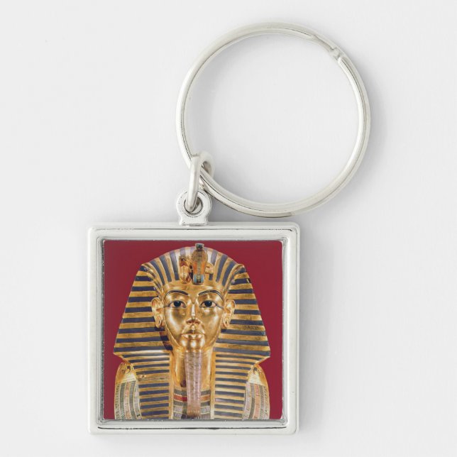 Det begravnings- maskerar av Tutankhamun Fyrkantig Silverfärgad Nyckelring (Framsidan)