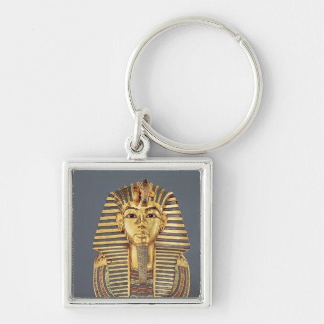 Det begravnings- maskerar av Tutankhamun Fyrkantig Silverfärgad Nyckelring (Framsidan)