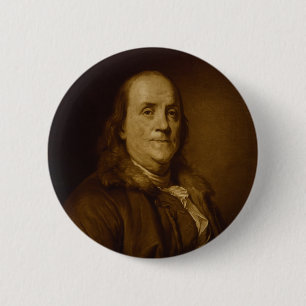 Det Benjamin Franklin huvudet och knuffar porträt Knapp