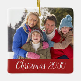 Det beställnings- familjfotoet daterar julhelgdag julgransprydnad keramik