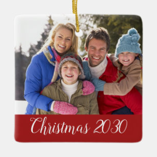 Det beställnings- familjfotoet daterar julhelgdag julgransprydnad keramik