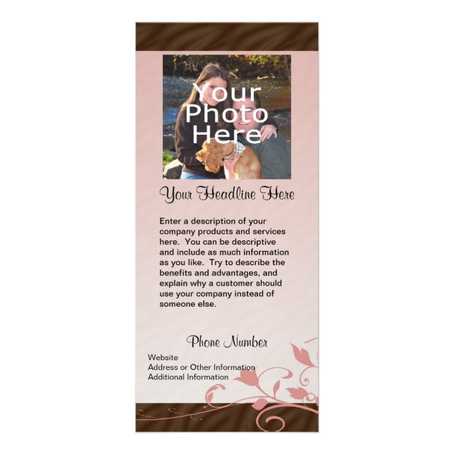 Det beställnings- fotokuggekortet, rosa virvlar reklamkort (Framsidan)