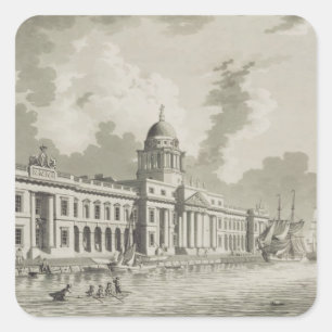 Det beställnings- huset, Dublin, 1792 (gravyr) Fyrkantigt Klistermärke