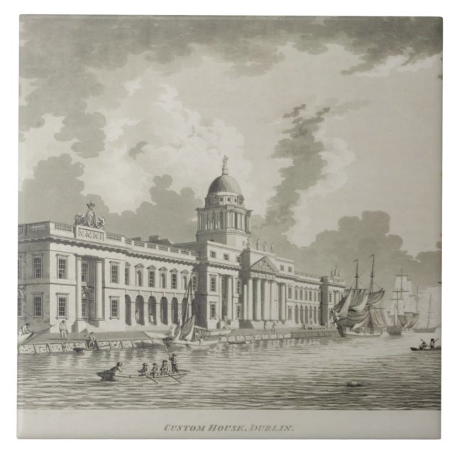 Det beställnings- huset, Dublin, 1792 (gravyr) Kakelplatta (Framsidan)