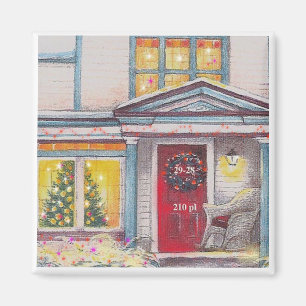 Det beställnings- huset numrerar julstugan magnet