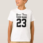 Det beställnings- lagnamn numrerar ungar sportar tee shirt<br><div class="desc">Denna anpassade lurar sportar, jersey somt-skjortan har rum i mallen för din text. Byt ut ta provord med ditt eget. Det finns rum på både bekläda och baksida av skjortan för ditt namn eller text och numrerar. Du kan ta bort en sida, om du önskar den skrivev ut på endast...</div>