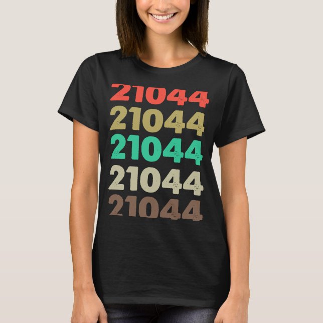 Det betyder 21044 Retro Zip-kod Zipcode 21044 T Shirt (Framsida)