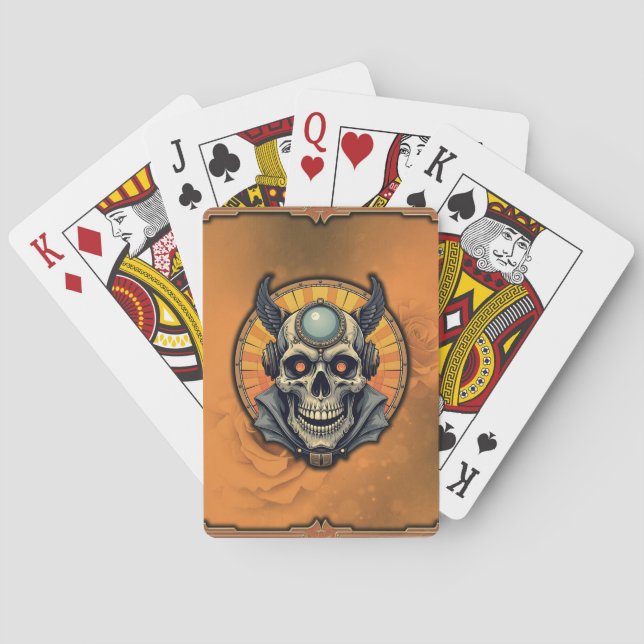 Det bevingade skelettet.  casinokort (Baksidan)