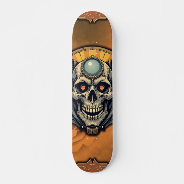 Det bevingade skelettet.  mini skateboard bräda 18,5 cm (Framsida)