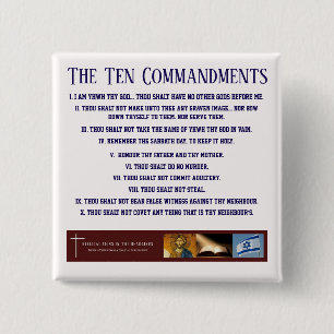 Det bibliska teckenet "tio Commandments" knäppas Knapp