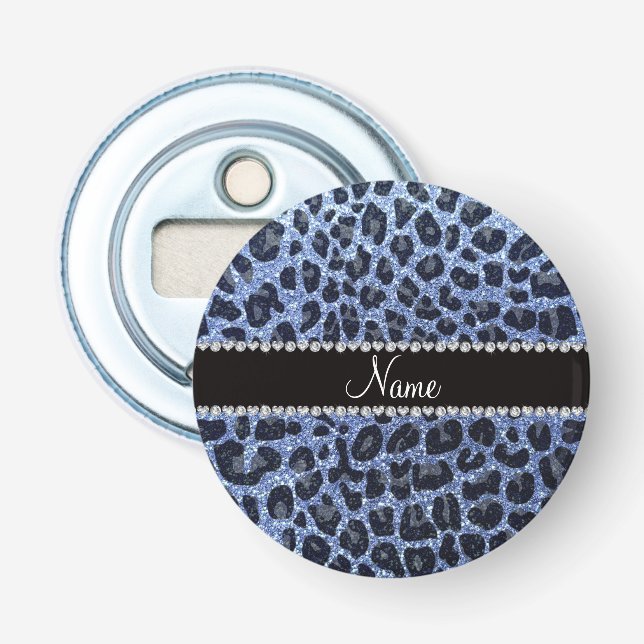 Det blå glitter leopardtrycket flasköppnare (Framsidan)