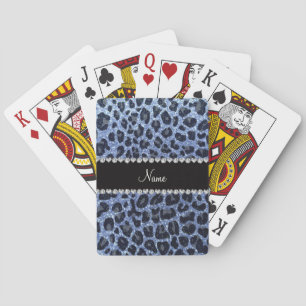 Det blå glitter leopardtrycket kortlek