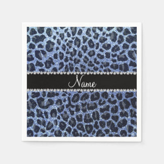 Det blå glitter leopardtrycket pappersservett