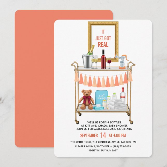 Det Blev Riktigt Nu Baby Shower Inbjudan (Fram/baksida)