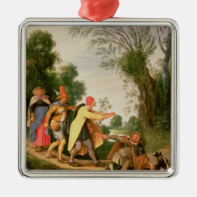 Det blint leda blinden julgransprydnad metall (Framsidan)