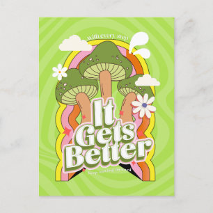 Det blir bättre Bra Vibes & Retro Groovy Feels Helg Vykort